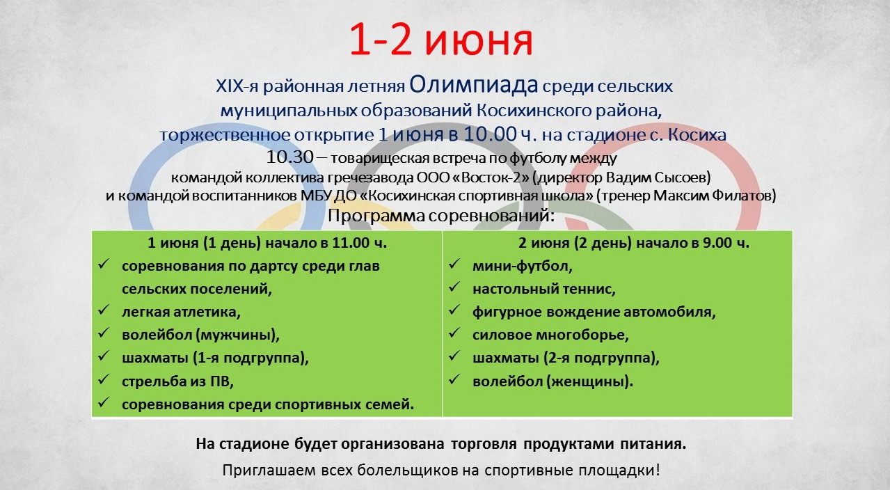 ХIХ-летняя Олимпиада среди муниципальных образований Косихинского района.
